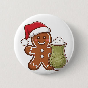 Chapa Redonda De 5 Cm Hombre de pan de jengibre sostiene a Navidades de