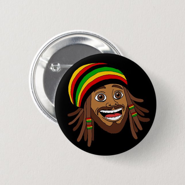 Chapa Redonda De 5 Cm Hombre de rasta guapo (Anverso y reverso)