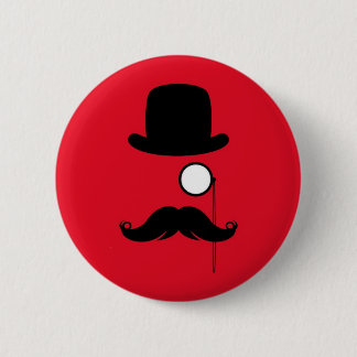 Chapa Redonda De 5 Cm Hombre del bigote en fondo rojo