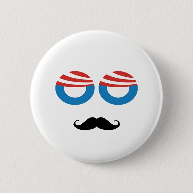 Chapa Redonda De 5 Cm Hombre Democratic - bigote usted una pregunta (Anverso)