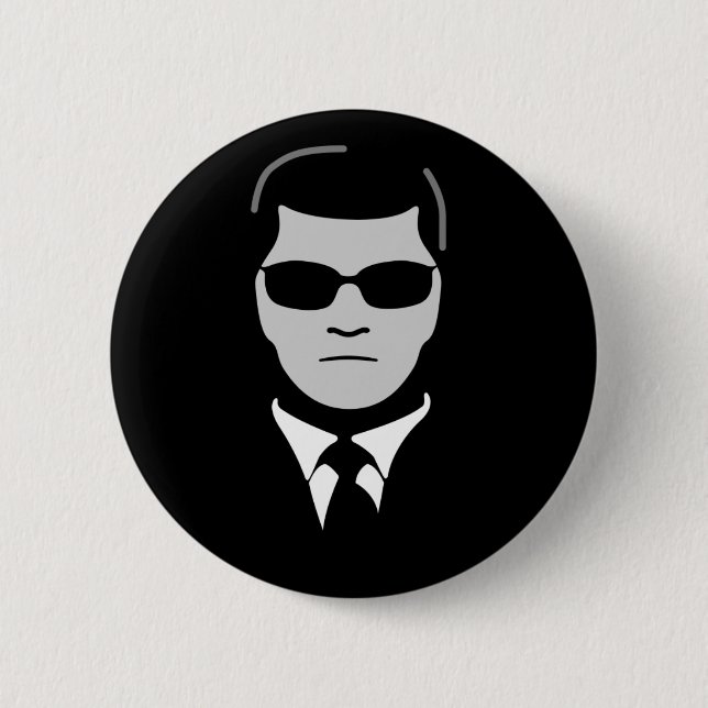 Chapa Redonda De 5 Cm Hombre en negro (Anverso)