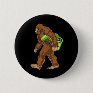 Chapa Redonda De 5 Cm Hombre Gamer Bigfoot Divertido Videojuegos Sasquat