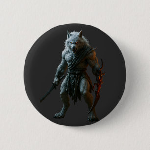 Chapa Redonda De 5 Cm Hombre lobo ártico
