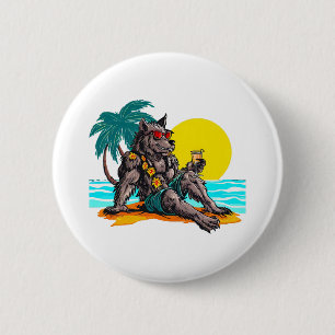 Chapa Redonda De 5 Cm hombre lobo de vacaciones