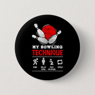 Chapa Redonda De 5 Cm Hombre Negro miembro de la Bowling Technique Leagu