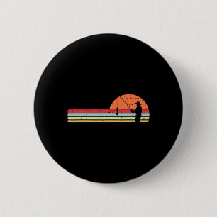Chapa Redonda De 5 Cm Hombre Pescando atardecer Retro Angler pescador