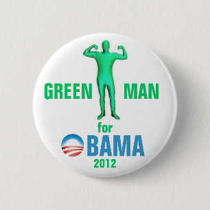 Chapa Redonda De 5 Cm Hombre verde para Obama 2012