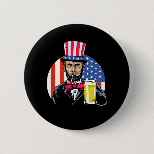Chapa Redonda De 5 Cm Hombres Abe Lincoln Bebiendo Cerveza Divertido 4 D