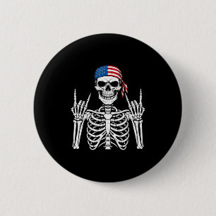 Chapa Redonda De 5 Cm Hombres de rock hand Skeleton Guay Halloween Punk