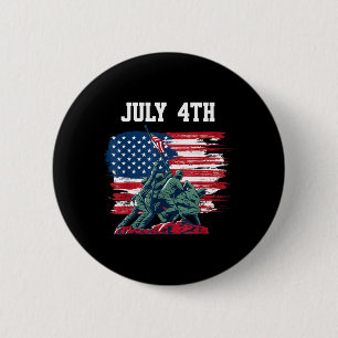 Chapa Redonda De 5 Cm Hombres del 4 de julio USA bandera americana chico
