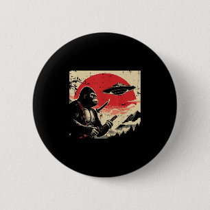 Chapa Redonda De 5 Cm Hombres japoneses de pie de playa Samurai Ufo Vint
