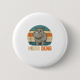 Chapa Redonda De 5 Cm Hombres Moo Deng_ Bebé Adorable Hippo, Retro Sunse