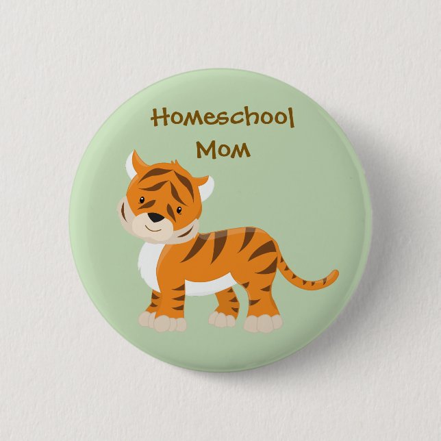 Chapa Redonda De 5 Cm Homeschool Mom Tiger (Anverso)