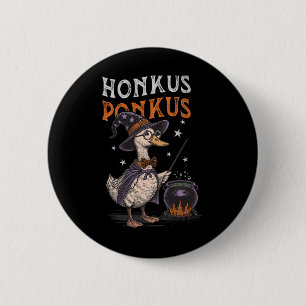 Chapa Redonda De 5 Cm Honkus Ponkus Funny Halloween Bruja Pato Perro