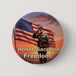 Chapa Redonda De 5 Cm "Honor. Sacrificar. Libertad". Bandera de soldados