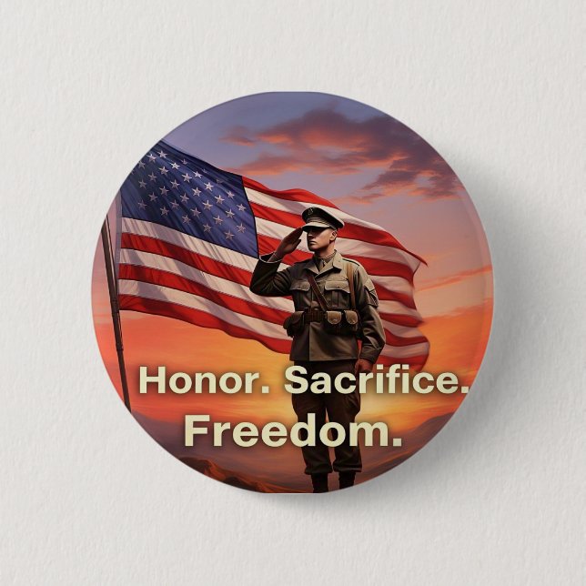 Chapa Redonda De 5 Cm "Honor. Sacrificar. Libertad". Bandera de soldados (Anverso)