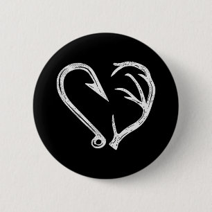 Chapa Redonda De 5 Cm Hook Antler Heart Love Fishing Fish Deer H