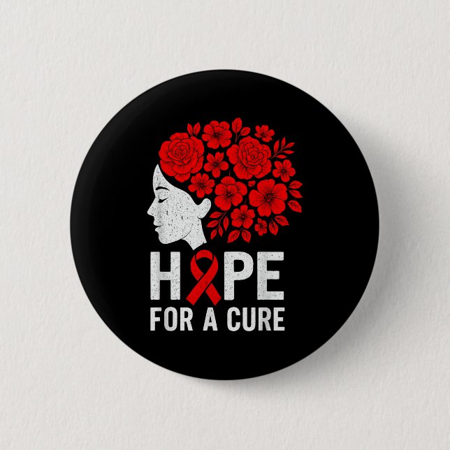 Chapa Redonda De 5 Cm Hope Aids Butterfly Red Ribbon Hiv Aids Awareness  (Anverso)
