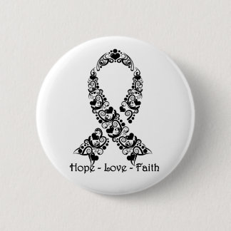 Chapa Redonda De 5 Cm Hope Black Awareness Ribbon