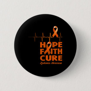 Chapa Redonda De 5 Cm Hope Faith Cure - Conciencia sobre la leucemia