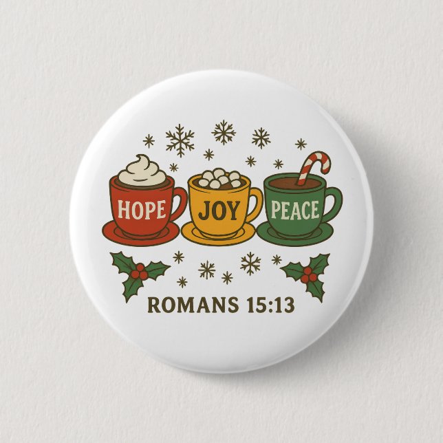 Chapa Redonda De 5 Cm Hope joy Peace and Cocoa (Anverso)