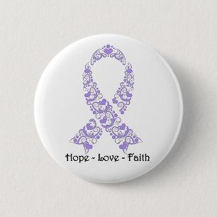 Chapa Redonda De 5 Cm Hope Lavender Awareness Ribbon