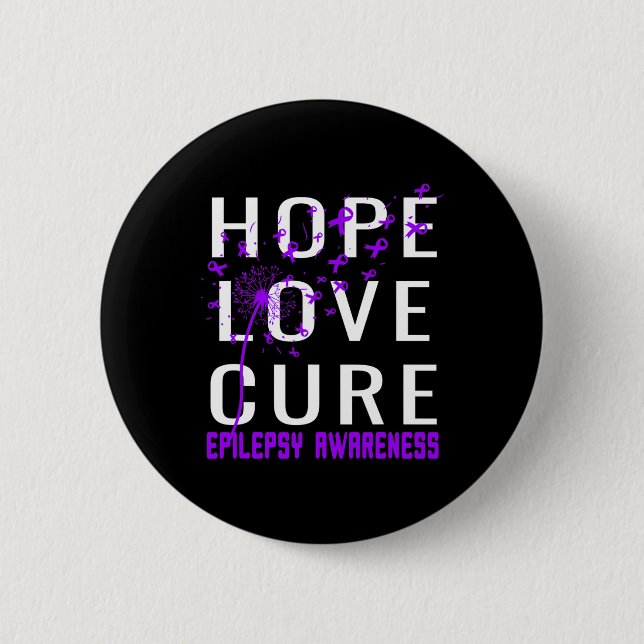 Chapa Redonda De 5 Cm Hope Love Cure Epilepsy Awareness (Anverso)