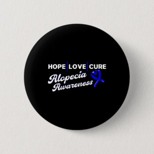 Chapa Redonda De 5 Cm Hope Love Cure Support Alopecia Awareness Ribbon