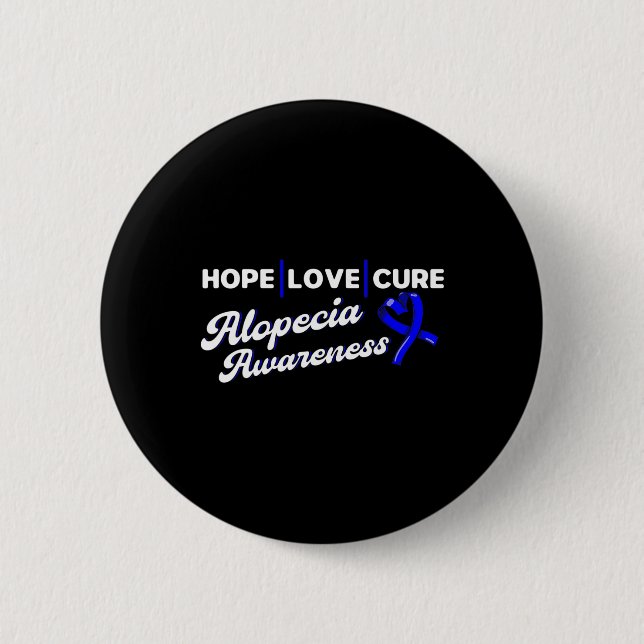 Chapa Redonda De 5 Cm Hope Love Cure Support Alopecia Awareness Ribbon (Anverso)