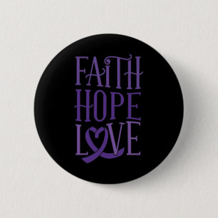 Chapa Redonda De 5 Cm Hope Love - Fibromialgia Awareness Support Purple