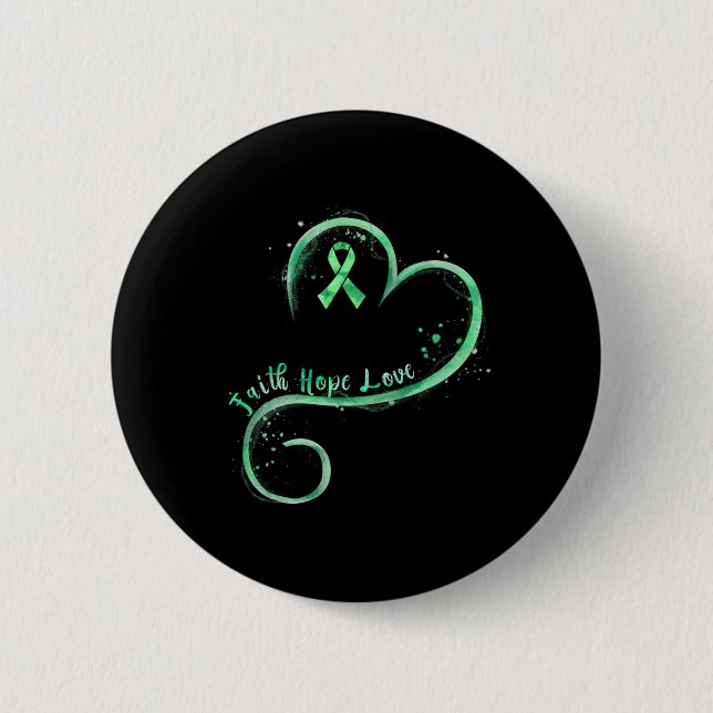 Chapa Redonda De 5 Cm Hope Love Green Ribbon Mental Health Awareness (Anverso)