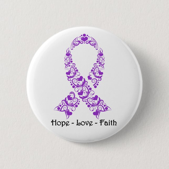 Chapa Redonda De 5 Cm Hope Purple Awareness Ribbon (Anverso)