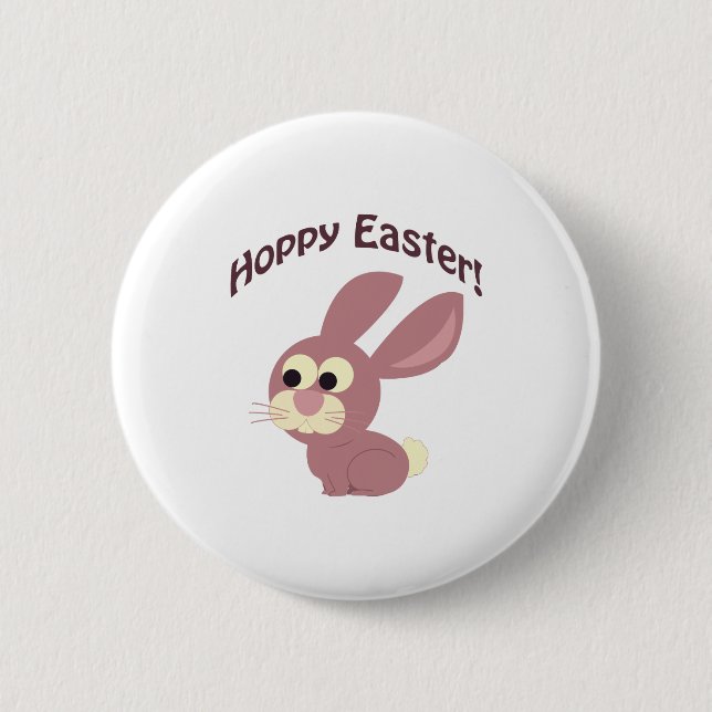 Chapa Redonda De 5 Cm Hoppy Easter Pink Bunny (Anverso)