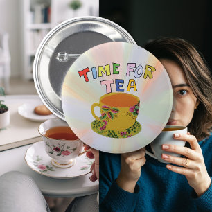 Chapa Redonda De 5 Cm Hora de un descanso de té en un cuppa