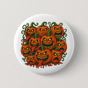 Chapa Redonda De 5 Cm Horda de calabaza loca escalofriante Halloween