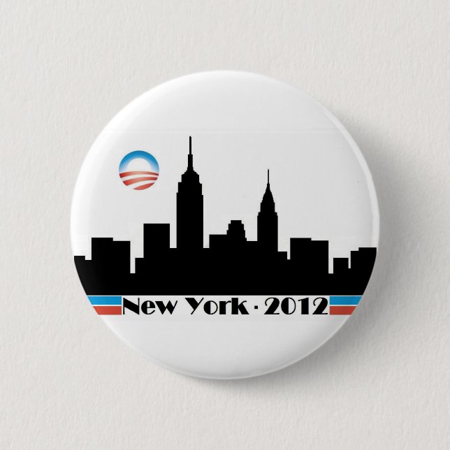 Chapa Redonda De 5 Cm Horizonte 2012 de Obama New York City (Anverso)