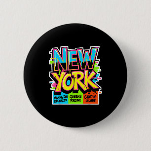 Chapa Redonda De 5 Cm horizonte de la ciudad de nueva york bronx queens