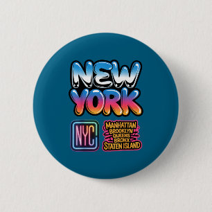 Chapa Redonda De 5 Cm horizonte de la ciudad de nueva york bronx queens