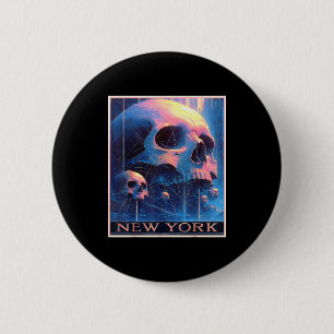 Chapa Redonda De 5 Cm horizonte de Nueva York punk grunge vintage retro