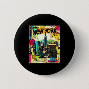 Chapa Redonda De 5 Cm horizonte de nueva york punk grunge vintage retro
