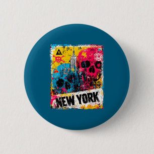 Chapa Redonda De 5 Cm horizonte de Nueva York punk grunge vintage retro