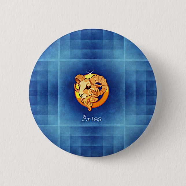 Chapa Redonda De 5 Cm horóscopo de aries (Anverso)