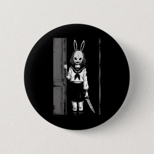 Chapa Redonda De 5 Cm Horror Chica espeluznante Bunny Mask Slasher Hallo