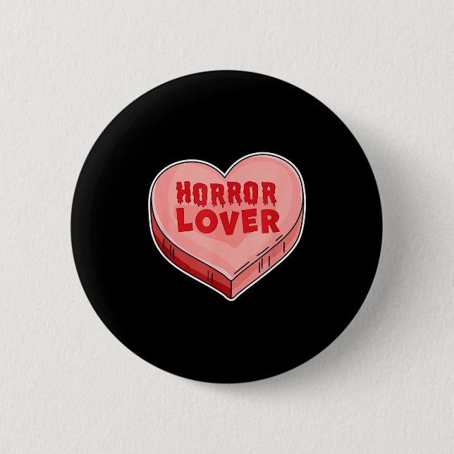 Chapa Redonda De 5 Cm Horror Lover Candy Heart Valentines Day Halloween  (Anverso)