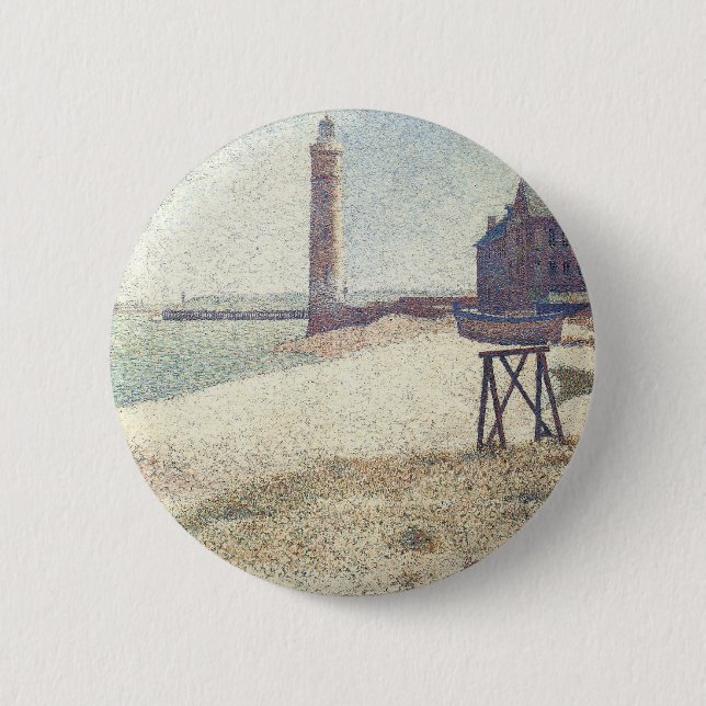 Chapa Redonda De 5 Cm Hospicio y faro, Honfleur de Georges Seurat (Anverso)