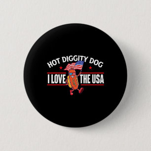 Chapa Redonda De 5 Cm Hot Diggity Dog - Bandera Americana De EE. UU. 4 D