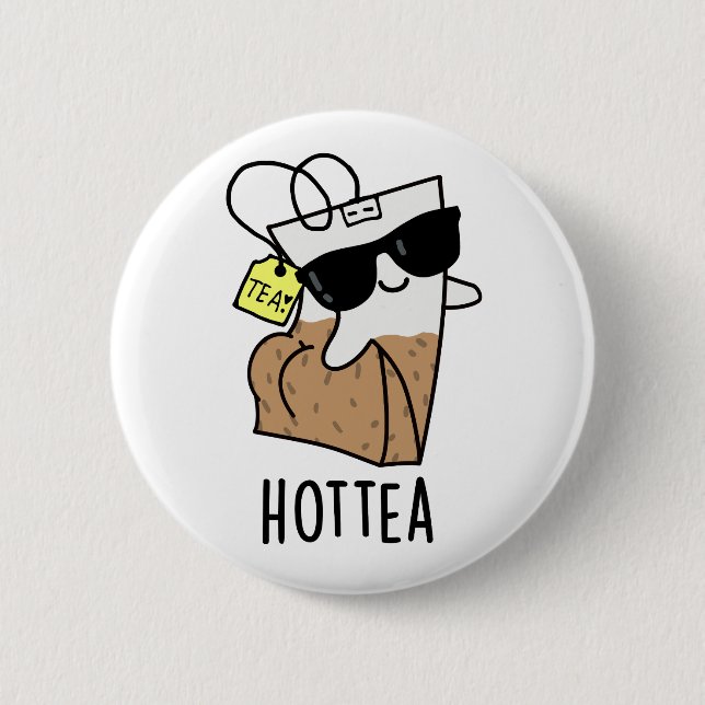 Chapa Redonda De 5 Cm Hottea Funny Hot Tea Pun  (Anverso)