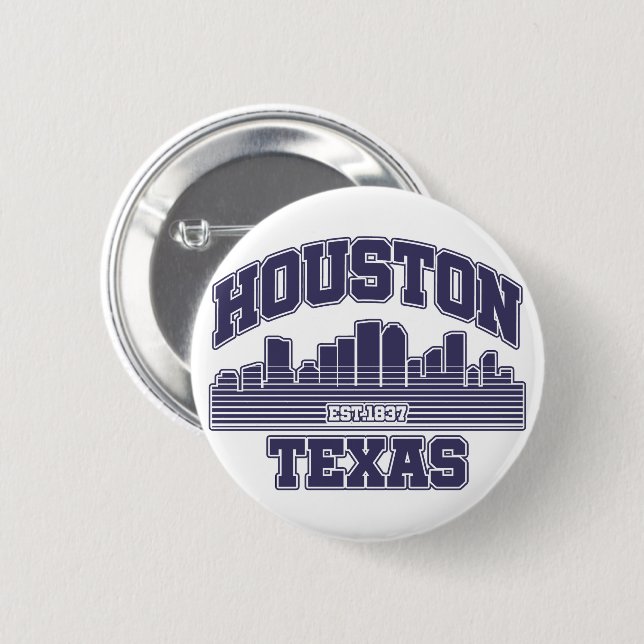 Chapa Redonda De 5 Cm Houston, Texas (Anverso y reverso)