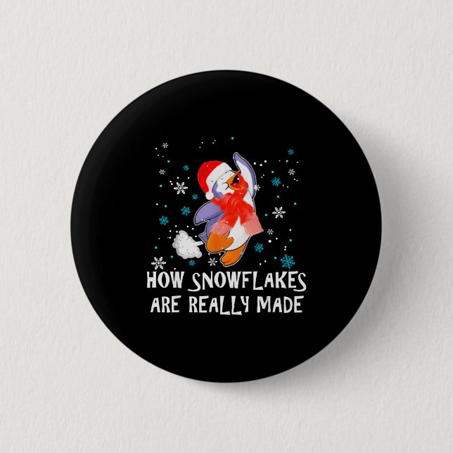 Chapa Redonda De 5 Cm How Snowflakes Are Really Made Snowman Funny Chris (Anverso)