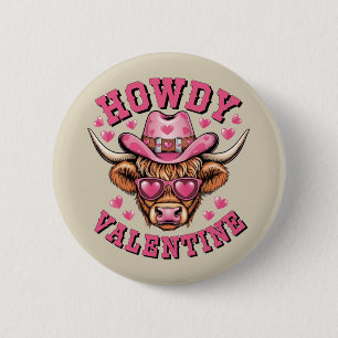 Chapa Redonda De 5 Cm Howdy Valentine Cow Valentines Da&y Coquette Love